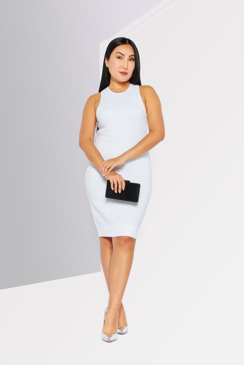 Michael Kors Women Brand Logo Bodycon Dress, White - Image 2