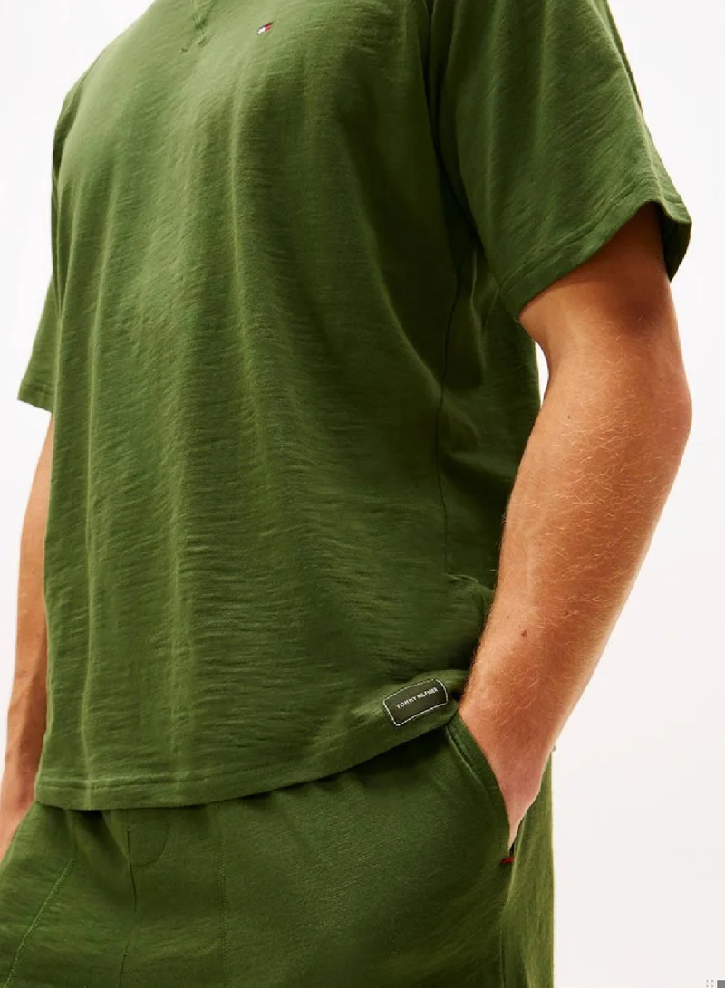 Tommy Hilfiger Mountain Pine Essential Textured Lounge T-Shirt for Men | Best Price UAE