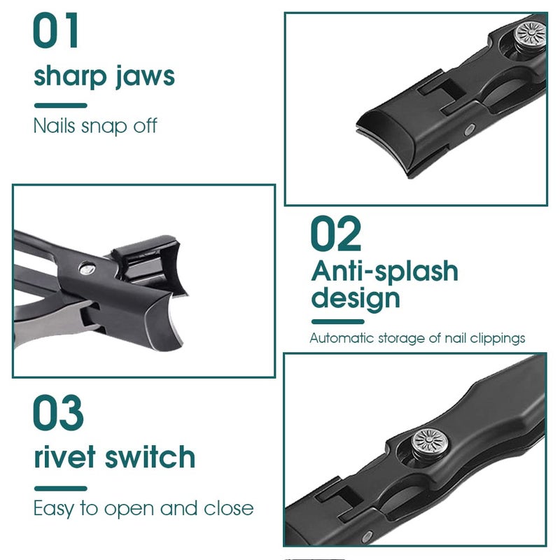 M'AYCREATE MAYCREATE® Nail Cutter For Men Stainless Steel Nail Clippers with Leather Cover Toenail Clippers Wide-Opening Sharp Jaws for Thick Nails,Professional Trimmer - Image 3