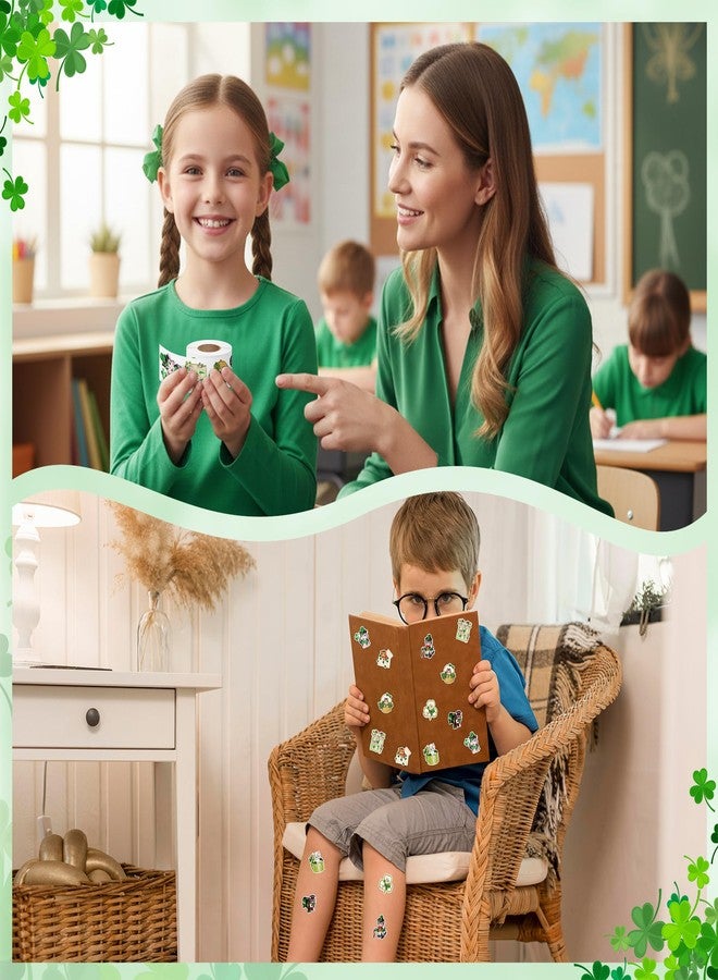 Eartim St Patrick's Day Vintage Cat Sticker Rolls - 1000Pcs Lucky Charms Stickers Waterproof Self-Adhesive Decorative Decal for St Patrick's Day Party Gift Pet Lover Kids Birthday Favor Student Reward - Image 4