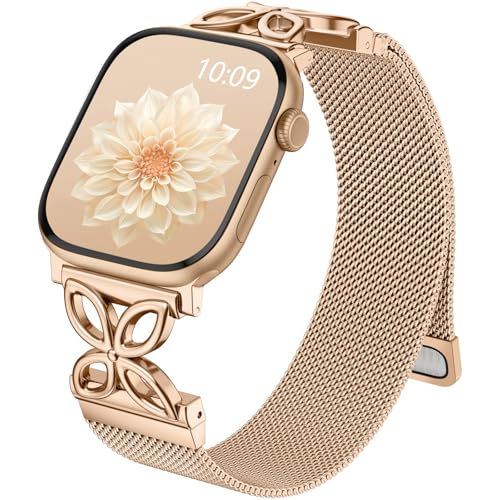 Getino Milanese Loop Compatible with Apple Watch Bands for Women 40mm 41mm 38mm 42mm 44mm 45mm 49mm 46mm Series 11 10 9 8 7 6 5 4 3 2, Stainless Steel Metal Magnetic Band for iWatch SE Ultra - Image 1
