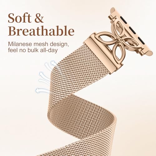 Getino Milanese Loop Compatible with Apple Watch Bands for Women 40mm 41mm 38mm 42mm 44mm 45mm 49mm 46mm Series 11 10 9 8 7 6 5 4 3 2, Stainless Steel Metal Magnetic Band for iWatch SE Ultra - Image 4