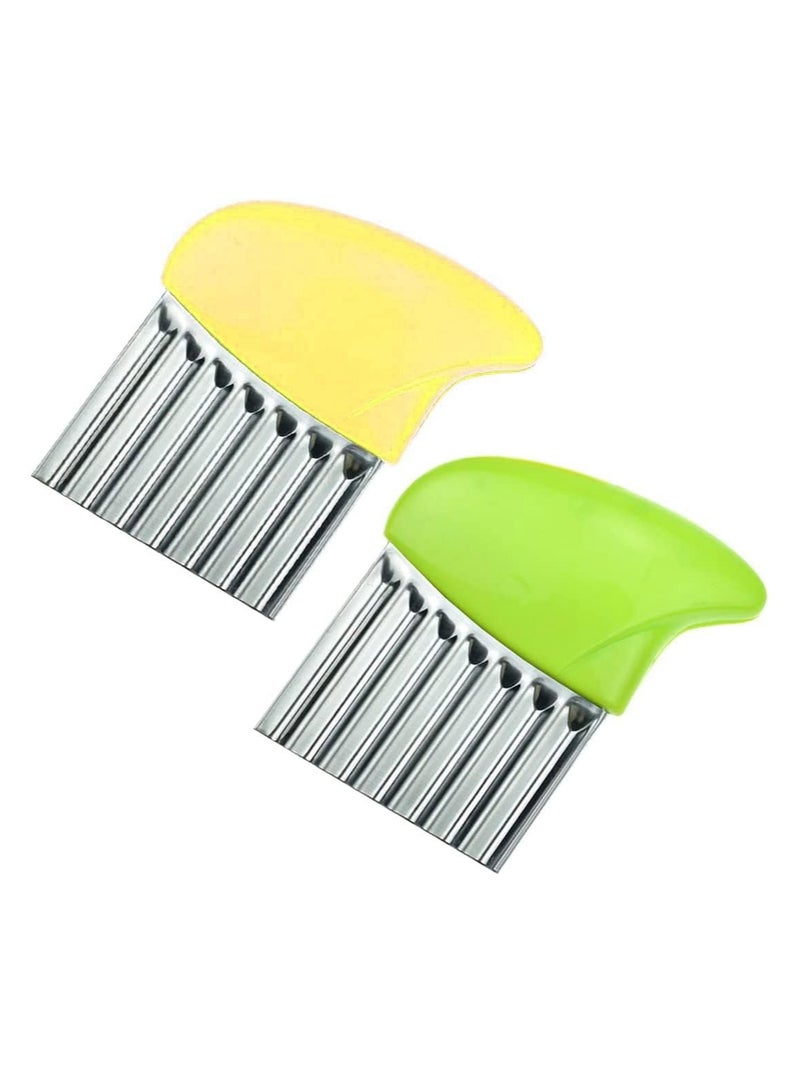 Loquat 2-Pack Multifunctional Stainless Steel Crinkle Cutter - Wavy Chopper for Fruits  French Fries - Image 1