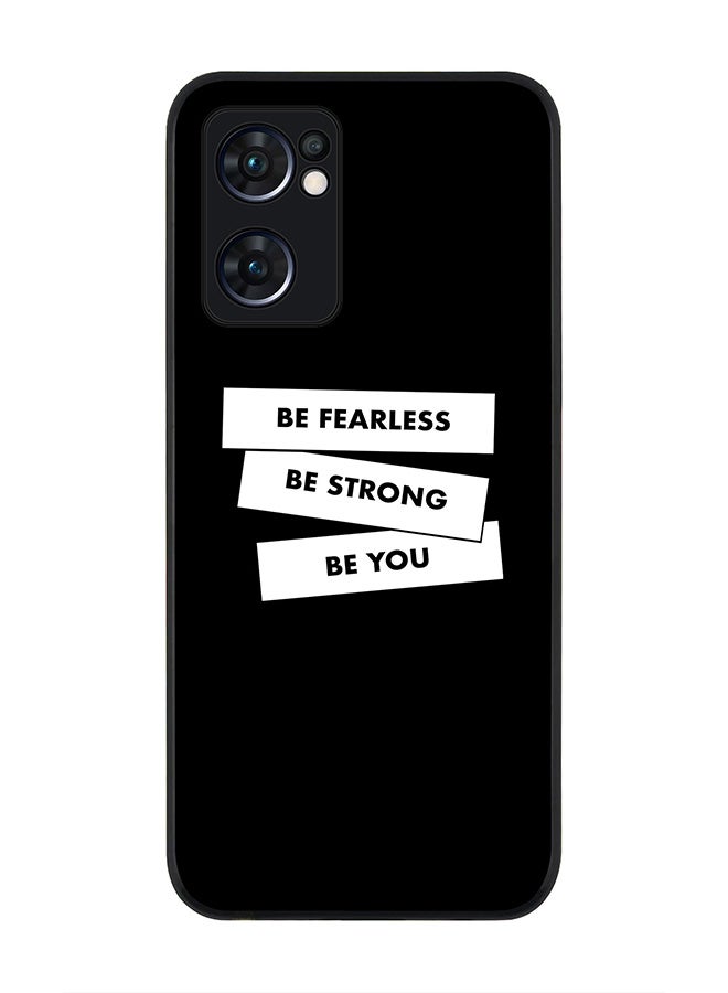 Stylizedd Rugged Black edge case for Oppo Find X5 Lite, Slim fit Soft Case Flexible Cover - Fearless, Strong, You - Image 1