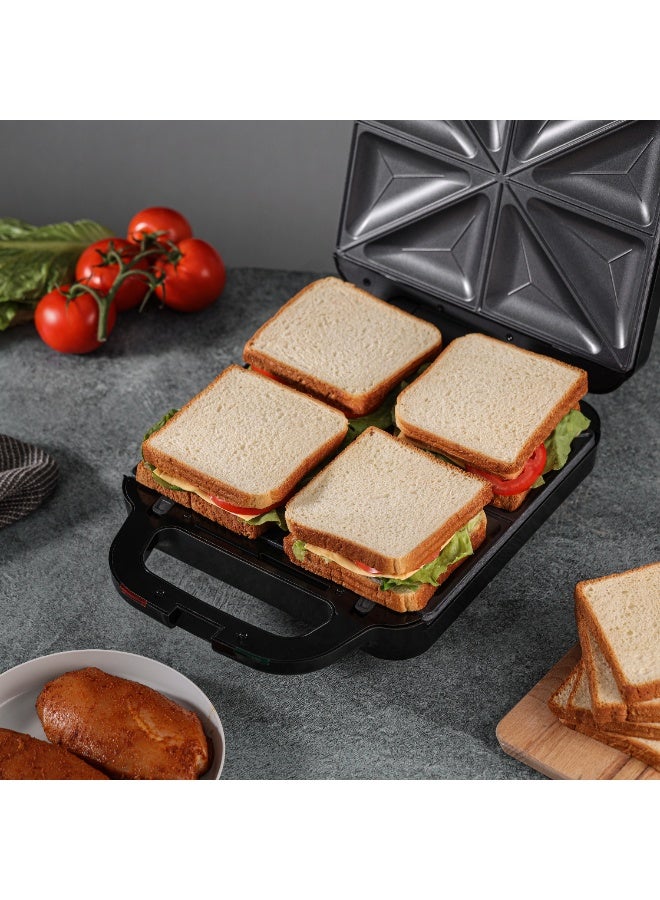 GEEPAS 6 in 1 Multi Snacks Maker- GSM36528| Sandwich Maker, Grill| Waffle Maker, Samosa Maker, Donut Maker, Nut Plate| Non-Stick| 1400W| Detachable Multi-Plate| Black and Silver| 2 Year Warranty 4 Slices 1400 W GSM36528N Black & Silver - Image 5