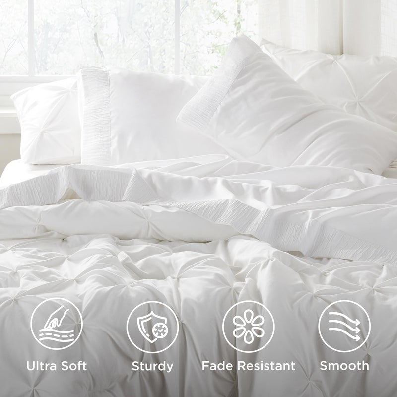 Bedsure 3 Pieces Soft Extra Long Twin XL Sheets Set, Hotel Luxury, Includes 1 Fitted Sheet (100 cm x 203 cm) with Full Elastic and 35 cm Deep Pocket suitable for Single and Wide Single Mattresses, 1 Flat Sheet  (167 cm x 254 cm) and 1 Pillowcase (50 cm x 75 cm), Easy Care Microfiber, White - Image 3