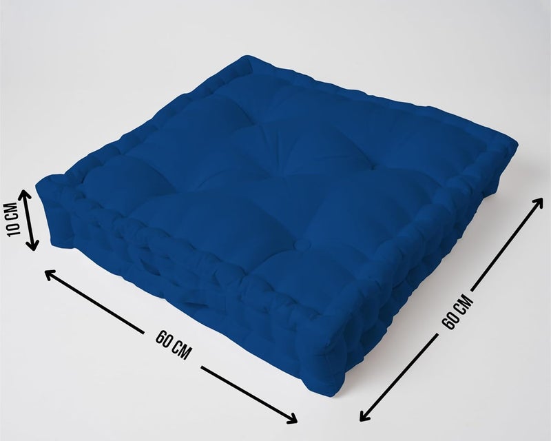 SKANDA FAB Square Floor Cushions 60 x 60 x 10 CM Floor Cushion MicroFiber Filling for Seating Meditation Yoga Pooja Guests Living Room Bedroom Classic Blue Pack of 1 - Image 3
