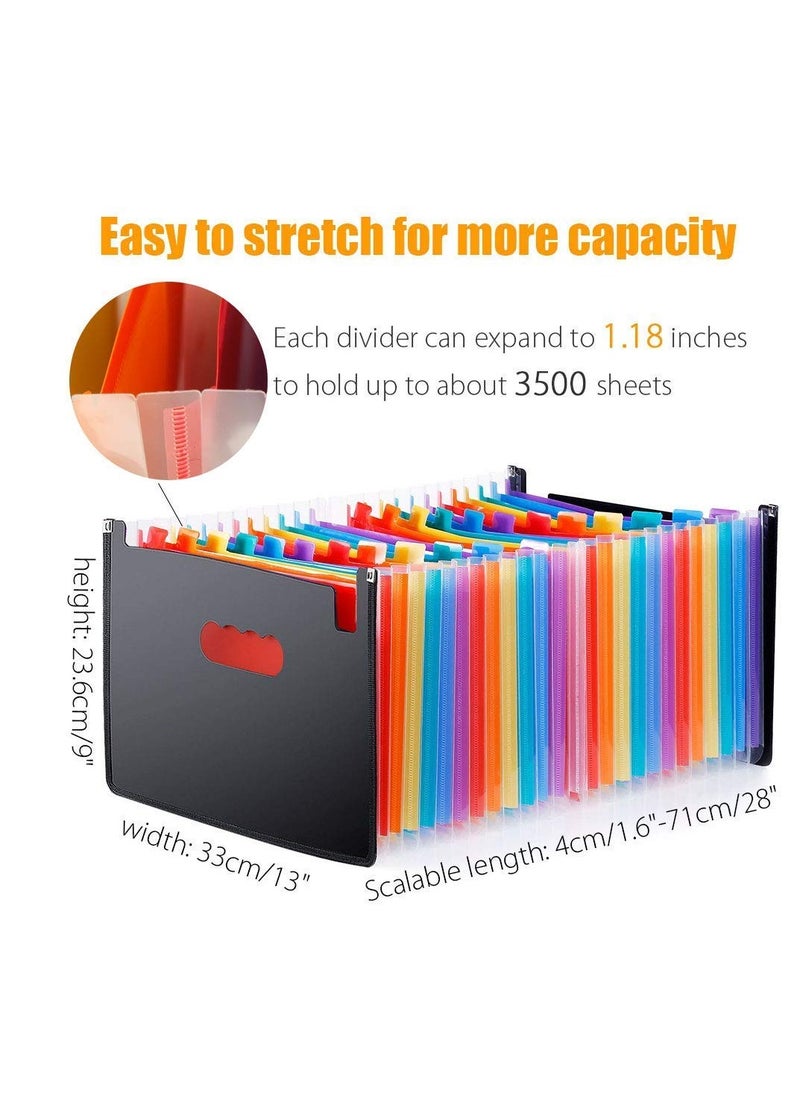 ماركة غير محددة Colorful 24 Pocket Expanding Accordian File Organizer - Ideal for A4 and Letter Size - Keep Your Invoices, Receipts, and Documents Neatly Stored and Portable  - Image 3