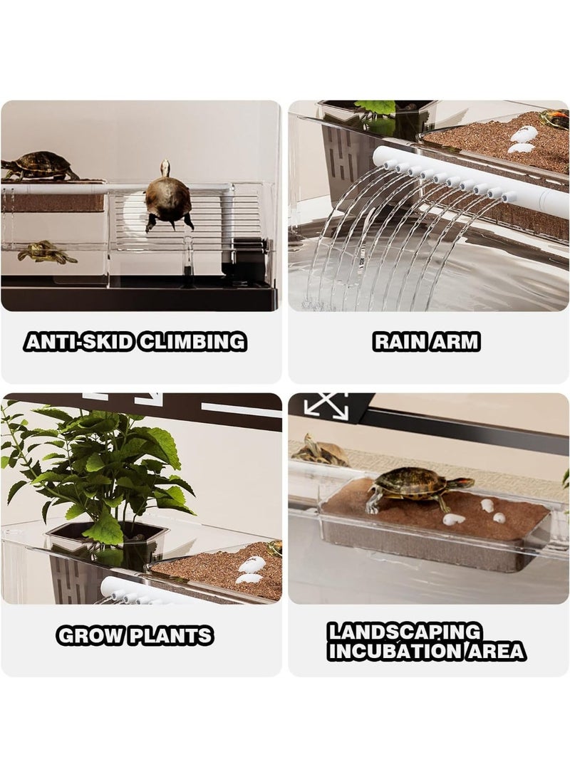 Turtle Aquarium Habitat Kit, Acrylic Starter Kit With Multi-Function Area, Water Filter, UV Basking Platform Light for Turtles, Cray, Fish, Small Reptiles - Image 5