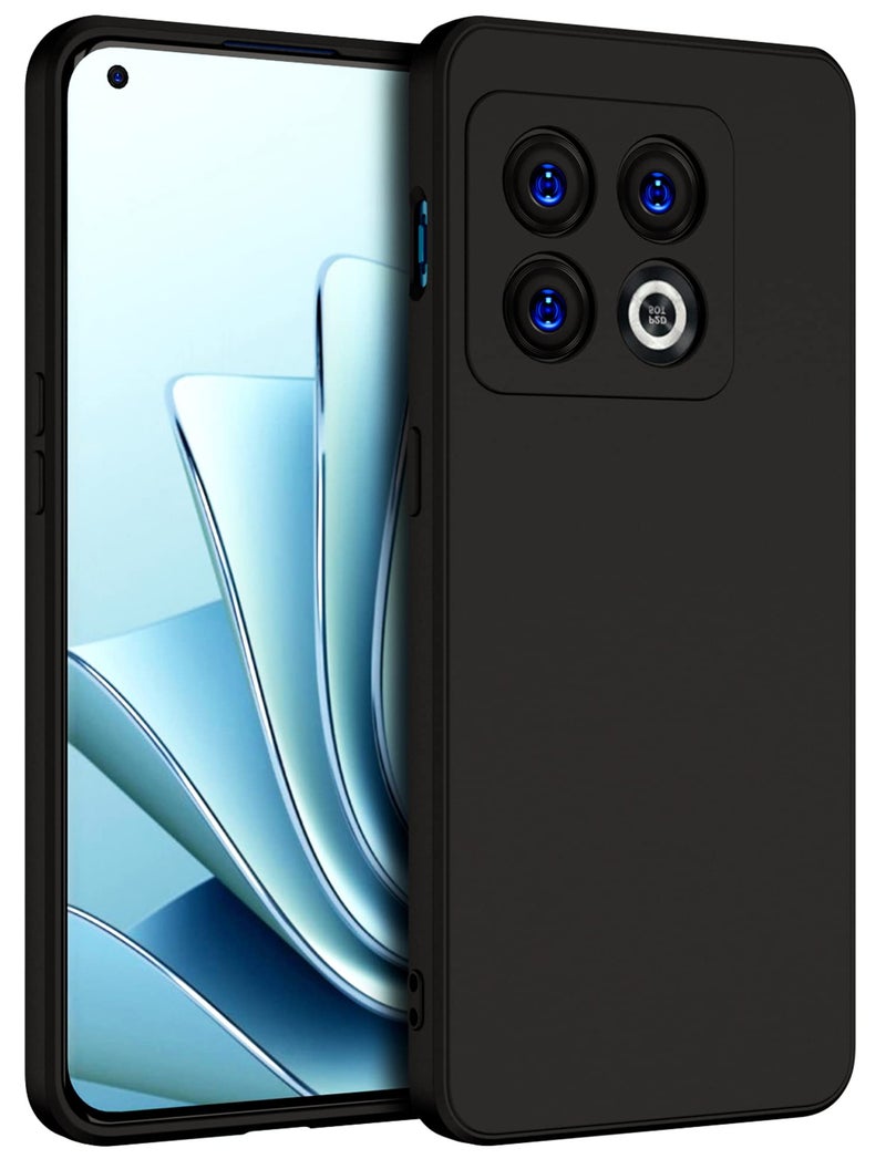 Kapa Matte Lens Protective Back Cover for OnePlus 10 Pro, Slim Silicone with Soft Lining Shockproof Flexible Full Body Bumper Case (Black) - Image 1