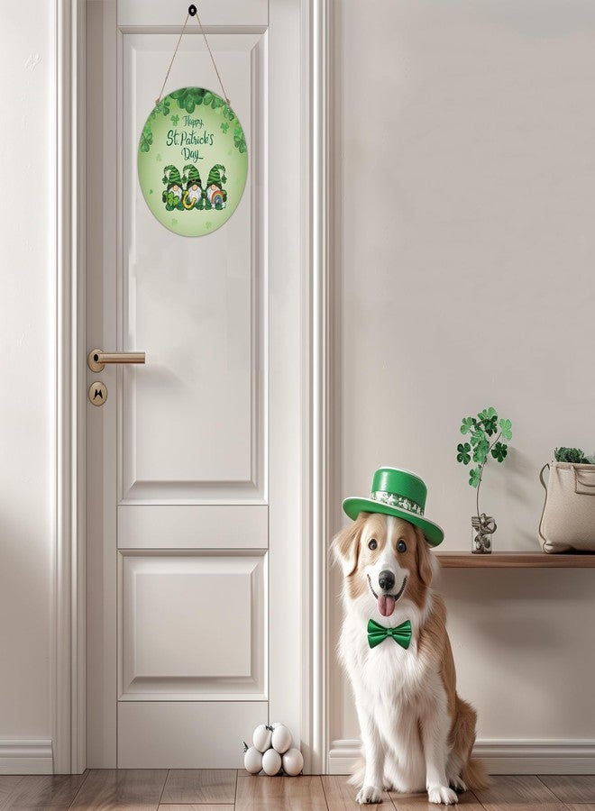 YUNKKIN Reversible St Patricks Day Wreath Valentines Day Door Decorations Valentines Gnomes Hanging Decor Wooden Front Door Hanger Wreath for Wall Indoor Home Decor - Image 5