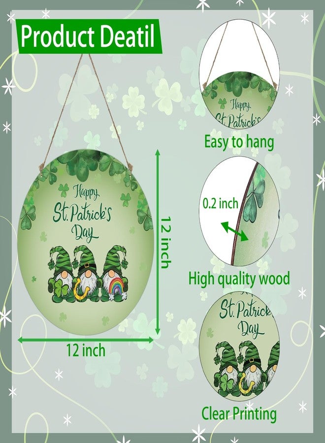 YUNKKIN Reversible St Patricks Day Wreath Valentines Day Door Decorations Valentines Gnomes Hanging Decor Wooden Front Door Hanger Wreath for Wall Indoor Home Decor - Image 2