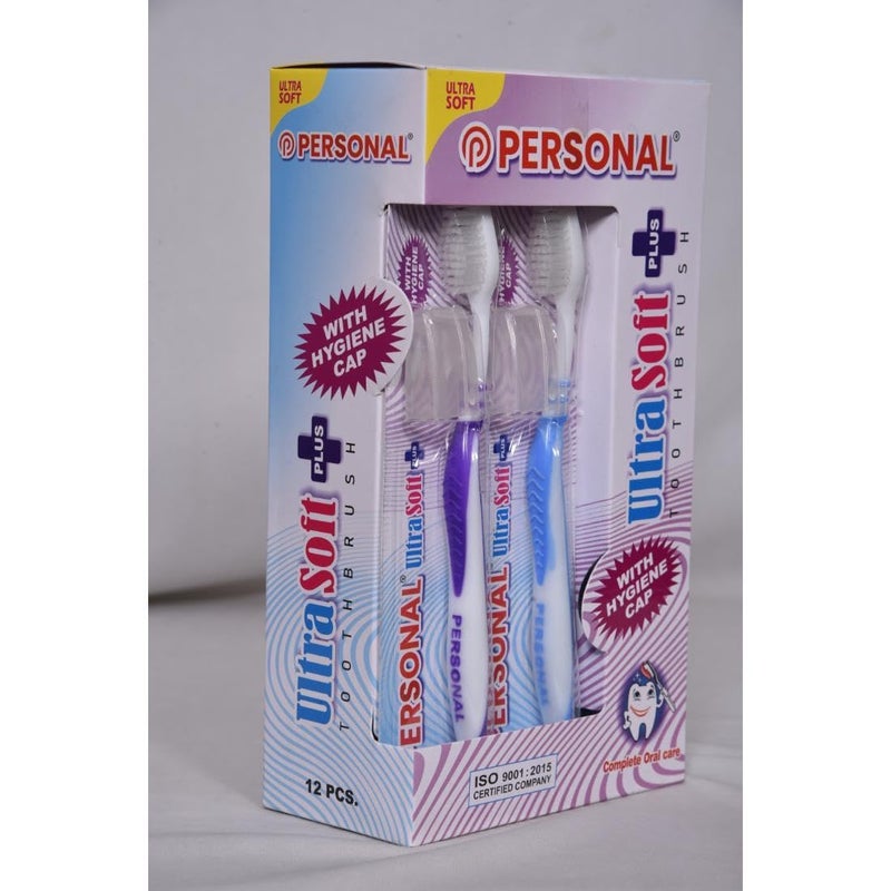 PERSONAL Ultra Soft Flus Soft Reaches all the critical areas Manual Toothbrush for adult, 12 Pieces - Image 3