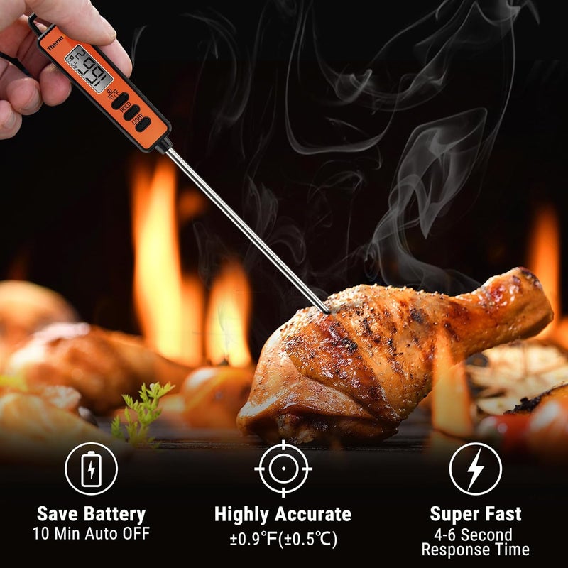 ThermoPro TP01A مقياس حرارة رقمي للحوم للطهي، سائل الشموع، زيت القلي العميق، الحلوى، مقياس حرارة فوري للطعام مع مسبار طويل جداً، إضاءة خلفية، وظيفة القفل - Image 3