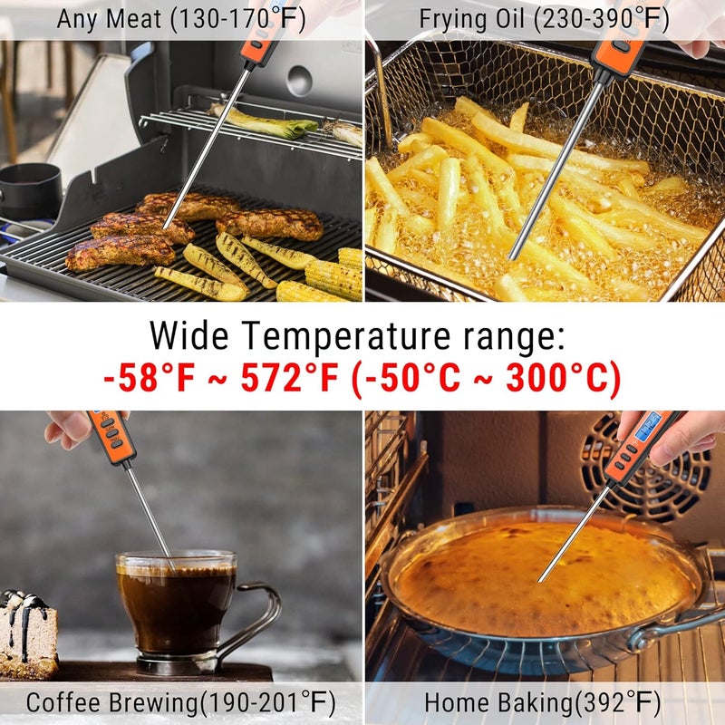 ThermoPro TP01A مقياس حرارة رقمي للحوم للطهي، سائل الشموع، زيت القلي العميق، الحلوى، مقياس حرارة فوري للطعام مع مسبار طويل جداً، إضاءة خلفية، وظيفة القفل - Image 5