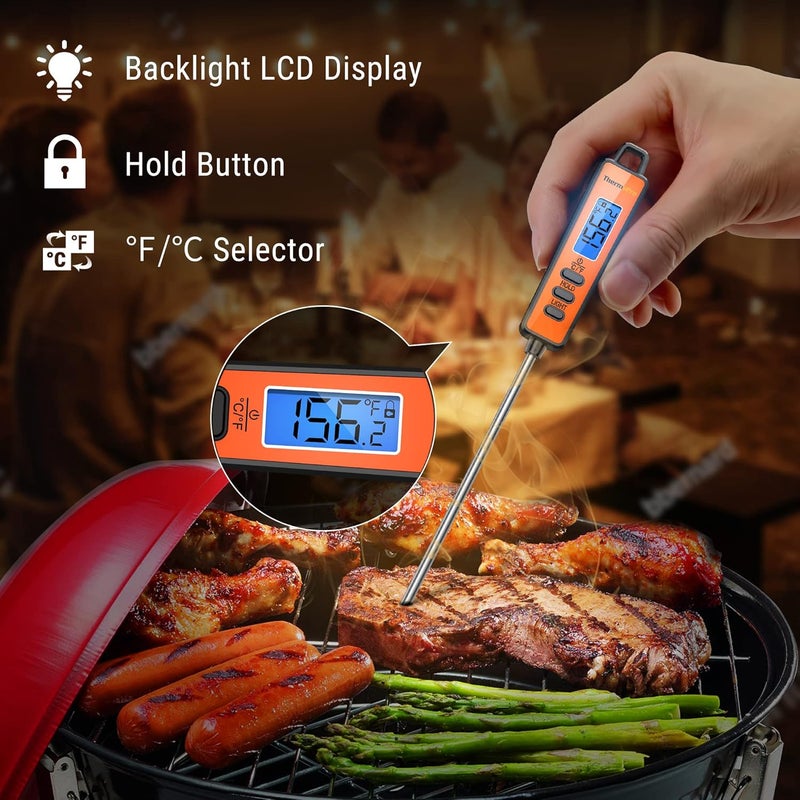 ThermoPro TP01A مقياس حرارة رقمي للحوم للطهي، سائل الشموع، زيت القلي العميق، الحلوى، مقياس حرارة فوري للطعام مع مسبار طويل جداً، إضاءة خلفية، وظيفة القفل - Image 4