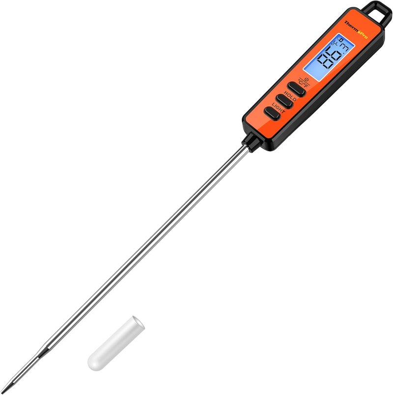 ThermoPro TP01A مقياس حرارة رقمي للحوم للطهي، سائل الشموع، زيت القلي العميق، الحلوى، مقياس حرارة فوري للطعام مع مسبار طويل جداً، إضاءة خلفية، وظيفة القفل - Image 1