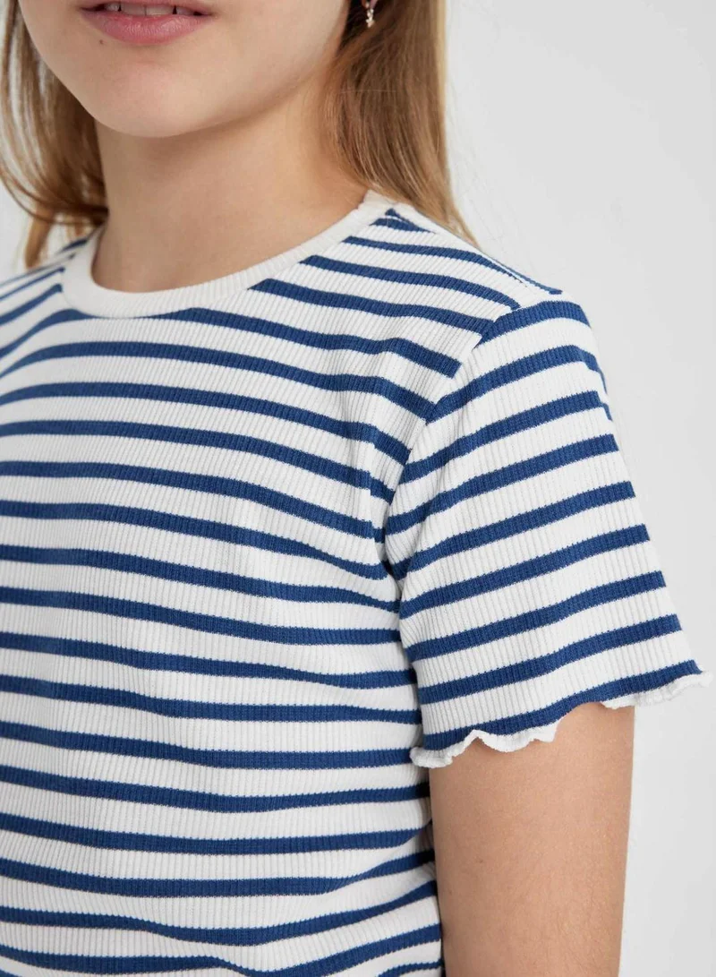DeFacto Slim Fit Striped Short Sleeve T-Shirt