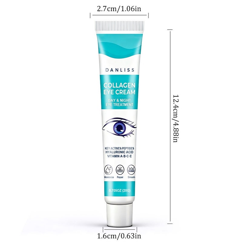 Danliss Collagen Peptide Day & Night Repairing Soft Tube Eye Cream 20g, Hyaluronic Acid Multivitamin Moisturizing - Image 5