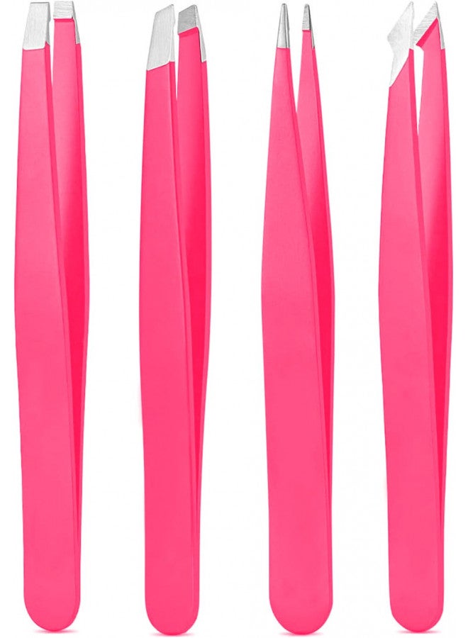 Derlaier Tweezers Set, High Precision Stainless Steel Eyebrow Tweezers for Facial Hair, Inward Growing Hair and Splinter Remover Kit, Suitable for Women and Men, 4-Piece Set. (pink) - Image 2