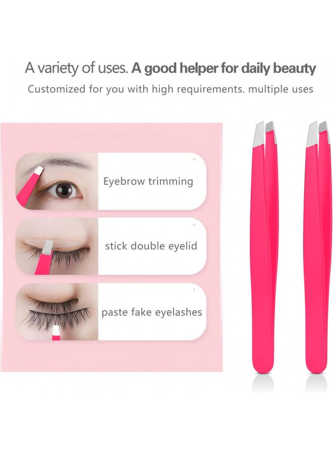 Derlaier Tweezers Set, High Precision Stainless Steel Eyebrow Tweezers for Facial Hair, Inward Growing Hair and Splinter Remover Kit, Suitable for Women and Men, 4-Piece Set. (pink) - Image 4
