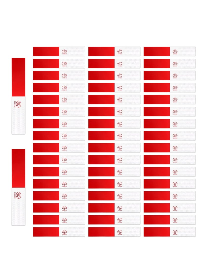 50pcs Car Strips Reflective Tape, 2 X 12 " Vehicle Reflective Tape Red and White Waterproof Caution Warning Tape Reflector Strips for Trailers Trucks Road Signs, Reflective Stickers Marking Traffic - Image 1