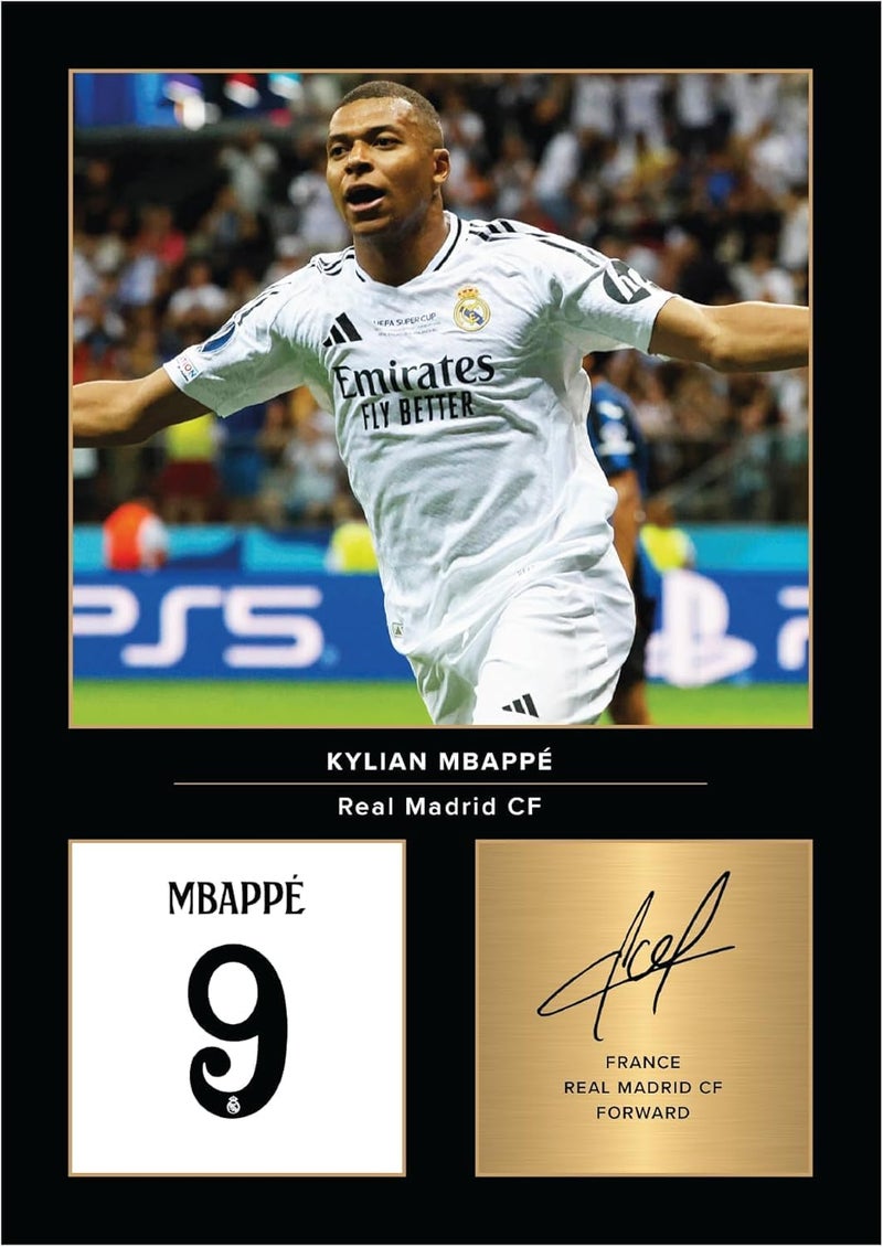 EMODA Kylian Mbappé A4 Printed Photo Display – Digital Signature Reproduction, Unframed Poster, Gift for Real Madrid Fans, Bedroom, Office, Living Room Wall Decor, 20×30 cm