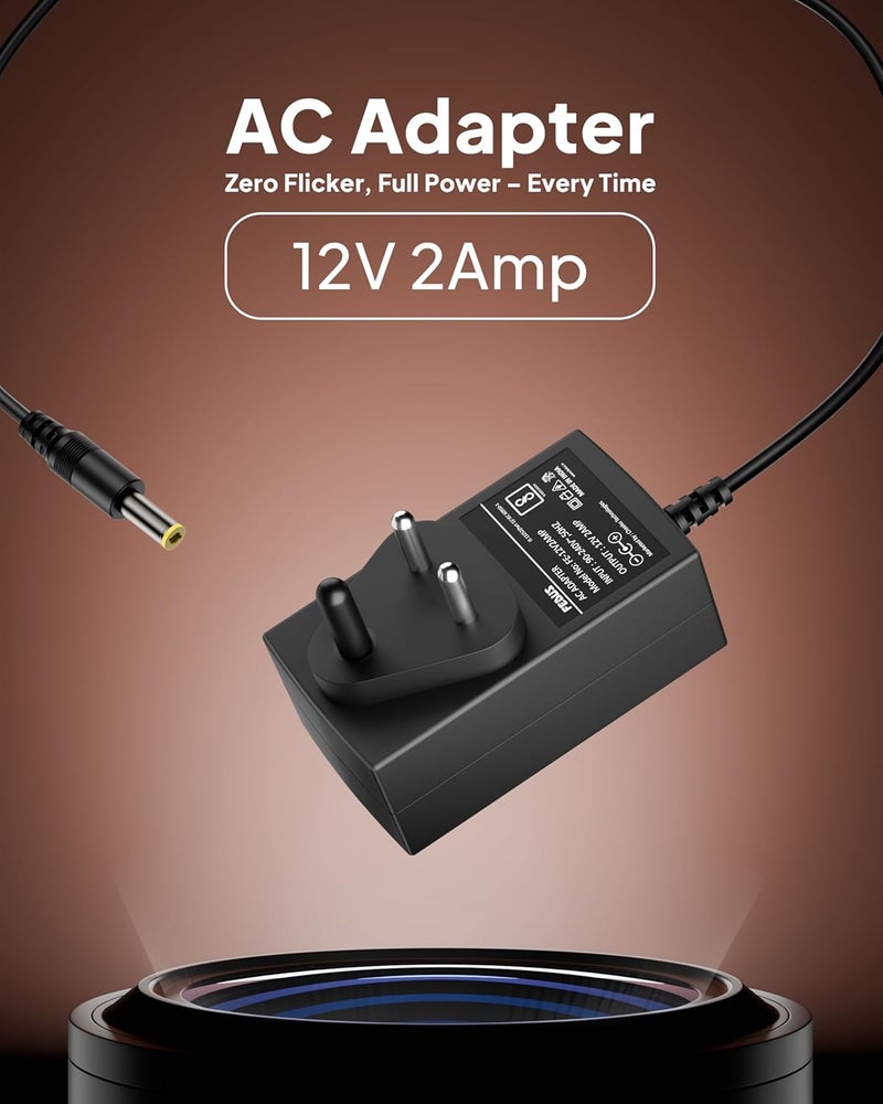 FEDUS 12V 2Amp DC Power Supply Adapter Converter, 12 Volt 2A SMPS for CCTV Camera, Routers, DVR, NVR, LCD Monitor, TV, LED Strip Light, Setup Box, Broadband, AC Input 100-240V, DC Output 12v 2amps - Image 2