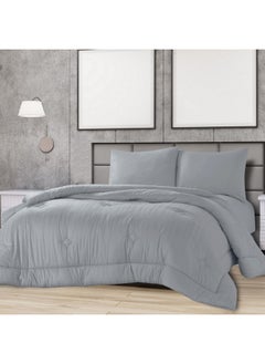 Cannon 4-Piece Premium Quality Cotton Striped King Comforter Set Slate Blue 50 x 35 x 60 cm CN CK4PCS-BLUD  - Image 1