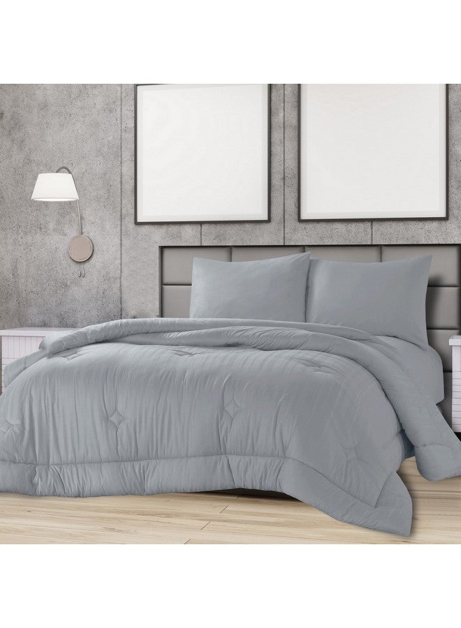 Cannon 4-Piece Premium Quality Cotton Striped King Comforter Set Slate Blue 50 x 35 x 60 cm CN CK4PCS-BLUD  - Image 1