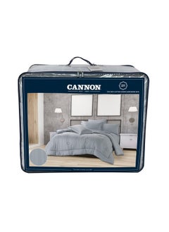 Cannon 4-Piece Premium Quality Cotton Striped King Comforter Set Slate Blue 50 x 35 x 60 cm CN CK4PCS-BLUD  - Image 5