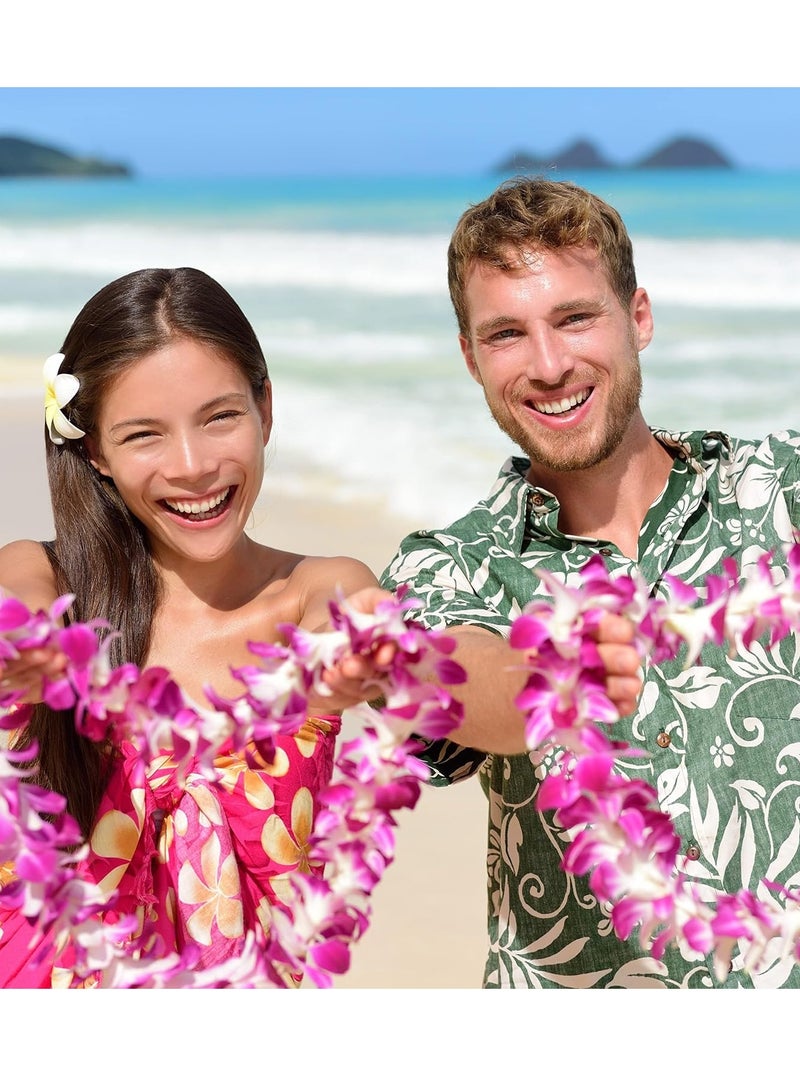 SYOSI 12 Pcs LED Hawaiian Leis Light up Flower, Tropical Glow Necklaces for Kids Adults Hawaii Party Necklace for Supplies Carnival Beach Wedding Masquerade Multicolor - Image 4