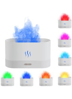 Arabest Simulated Flame Atomized Humidifier, 180ml Aroma Diffuser with 7-color Night Light, USB Ultrasonic Atomized Aromatherapy Essential Oil Diffuser for Home/Office/Bedroom (White)  - Image 1