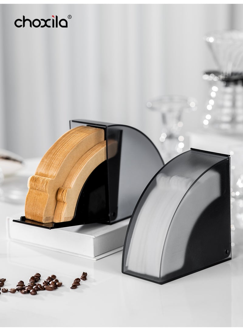 choxila 1pc V60 Coffee Filter Holder Storage Box, Coffee Filter Paper Container with Dustproof Flipping Cover, Filter Paper Dispenser Rack for Coffee Shop/Home/Office, Capacity of 150pcs V60 and Cone Coffee Filters - Image 3