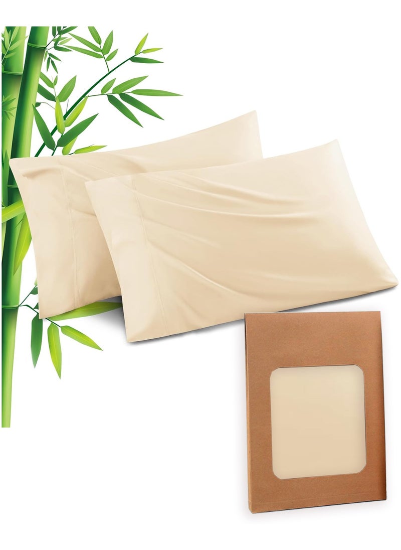 SänHahn - Pillowcases Queen Size, 100% Bamboo Cooling Pillowcovers 50x75CM - Champagne - Image 1