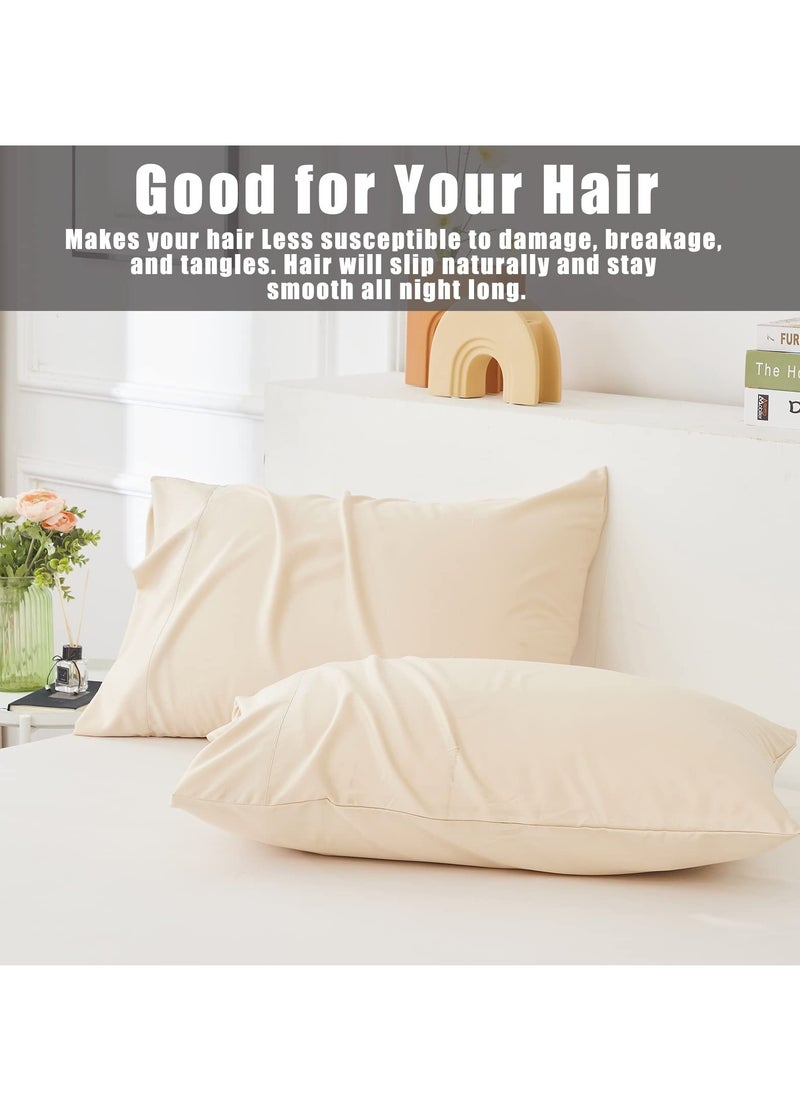 SänHahn - Pillowcases Queen Size, 100% Bamboo Cooling Pillowcovers 50x75CM - Champagne - Image 1
