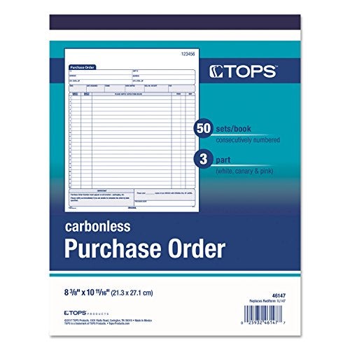 TOPS Purchase Order Book, 3-Part, Carbonless, 8-3/8 x 10-3/16 Inches, 50 Sets per Book (46147) - Image 3