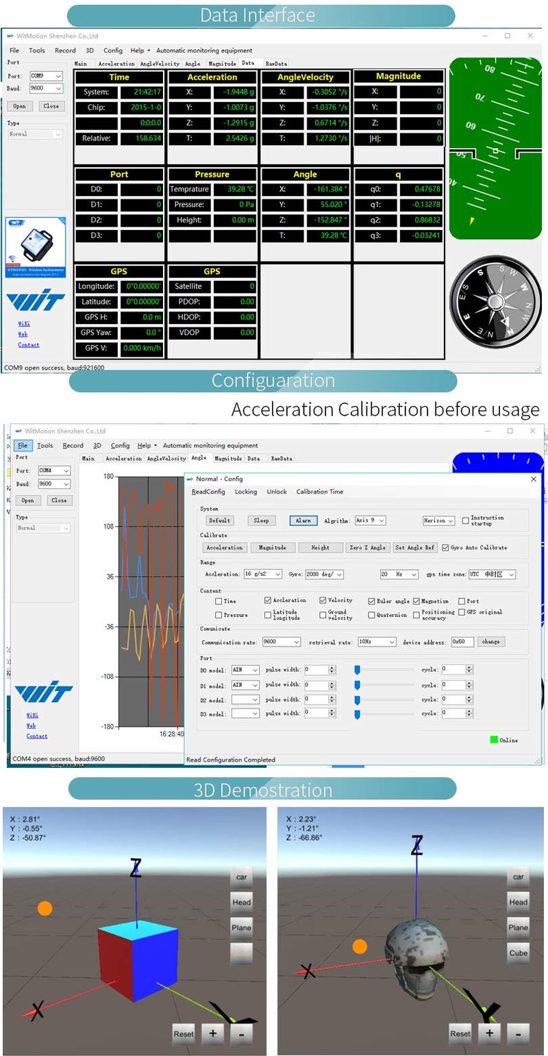 WITMOTION ã€SINDT-485 Modbus Accelerometerã€‘High-Accuracy 200Hz MPU6050 3-Axis Acceleration+Gyro+Quaternion+2-Axis Angle(XY 0.05Â° Accuracy), IP67 Waterproof Tilt Sensor for Constructions Monitoring - Image 3