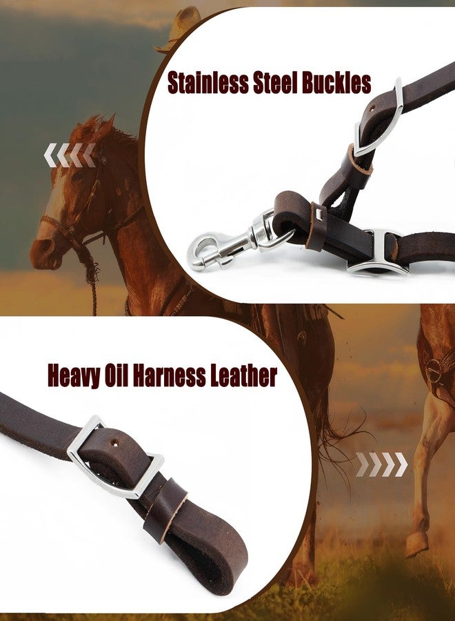 حزام ربط الخيول من الجلد المدبوغ بالزيت الثقيل من جيريال - مصنوع من جلد السرج المدبوغ بالزيت الثقيل، مع أجزاء معدنية من الفولاذ المقاوم للصدأ، 3/4 بوصة × 40 بوصة (مدبوغ بالزيت | لون القهوة) - Image 4