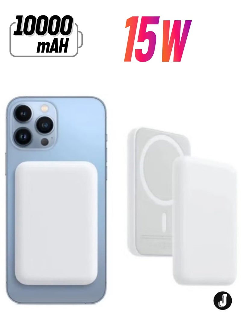 JAJEEK - NEW  MagSafe Wireless Power Bank for iPhone 15 Pro – 10,000mAh Portable Charger in White - Image 1