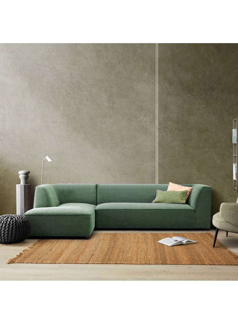 KARNAK Liza 2 Pieces Velvet Fabric Sectional L-Shape Trendy Sofa-Emerald Green  - Image 1