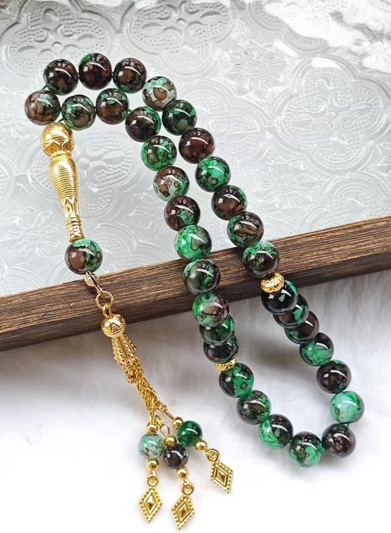 33 سبحة صلاة من اليشم الطبيعي تسبيح/ 10 مم