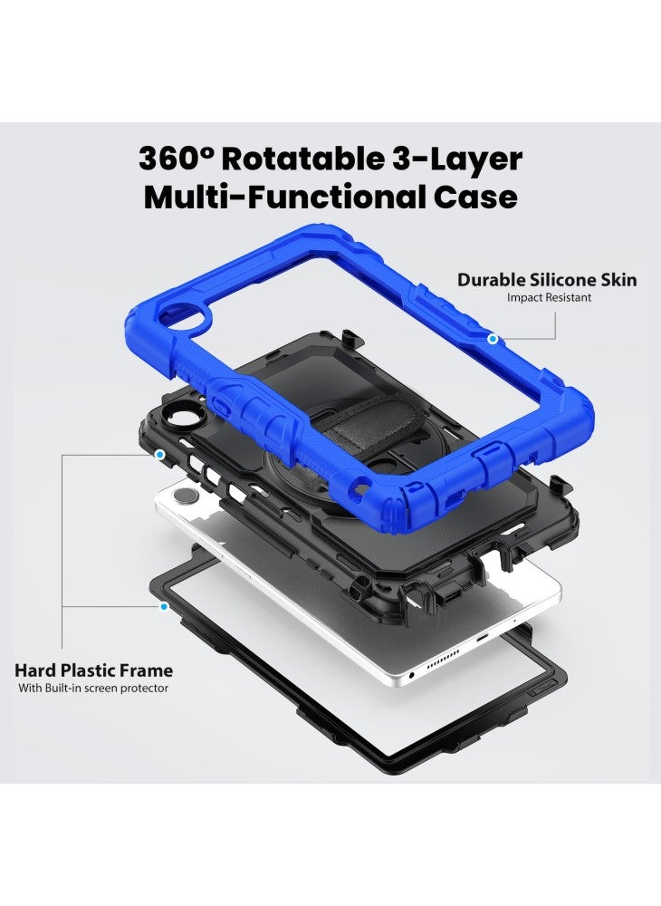 For Lenovo Tab K9 TB305FU Case PC+Silicone Tablet Cover with PET Film and Shoulder Strap - Dark Blue - Image 3