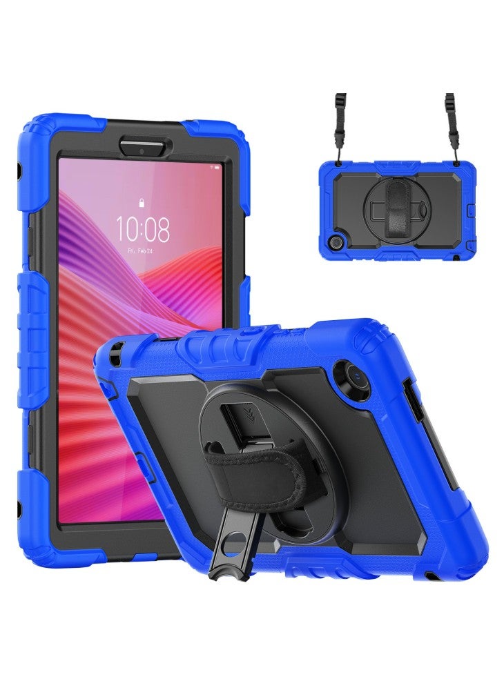 For Lenovo Tab K9 TB305FU Case PC+Silicone Tablet Cover with PET Film and Shoulder Strap - Dark Blue - Image 1