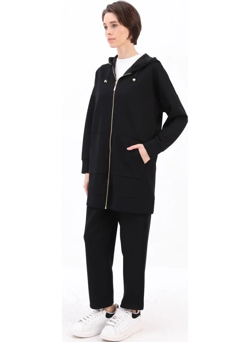 Allday Black-Kangaroo Pocket Tracksuit