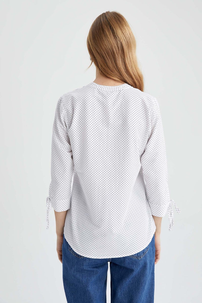 Woman Fitted Crew Neck Bengalin Long Sleeve Shirt