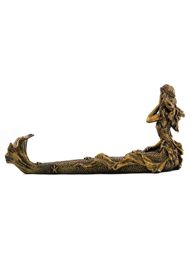 Top Collection Beach Mermaid Incense Holder Statue - Hand Painted Beautiful Mythical Creature with Bronze Antique Finish Look- 9-Inch Long Fragrance Incense Burner Figurine - Image 2