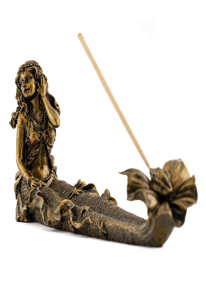Top Collection Beach Mermaid Incense Holder Statue - Hand Painted Beautiful Mythical Creature with Bronze Antique Finish Look- 9-Inch Long Fragrance Incense Burner Figurine - Image 3