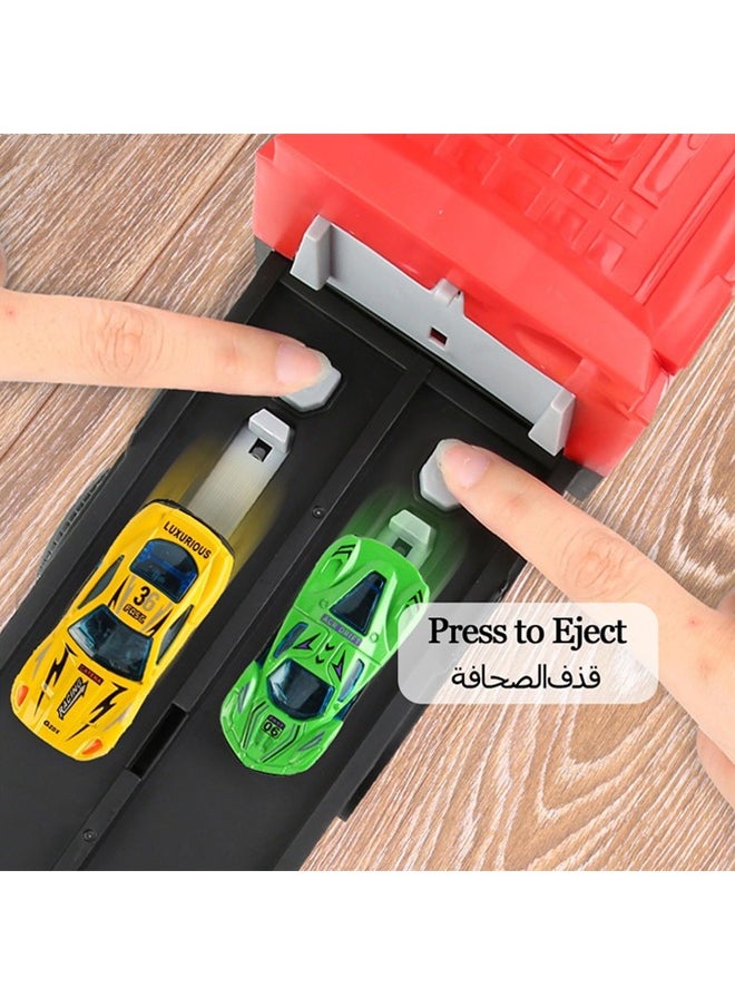 Quivlox - Transport Car Truck Toy,2 in 1 Race Track Car Toy,Toddler Transport Truck Toy for 2 3 4 5 6 Years Old Boys,8 in 1 Die-Cast Car Carrier Truck Toy, Construction Vehicle Truck Boy Toys,Catapult Transport Car Truck Carrier with 8 Race Toy Cars,Truck Boy Toys for Age 3-7 Toddlers Kids Girls Birthday - Image 1