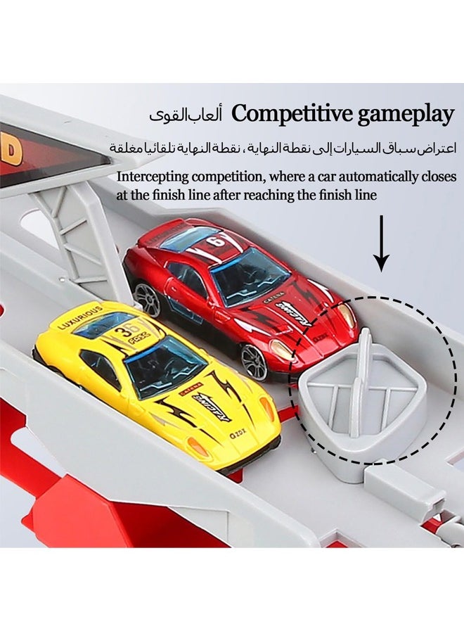 Quivlox - Transport Car Truck Toy,2 in 1 Race Track Car Toy,Toddler Transport Truck Toy for 2 3 4 5 6 Years Old Boys,8 in 1 Die-Cast Car Carrier Truck Toy, Construction Vehicle Truck Boy Toys,Catapult Transport Car Truck Carrier with 8 Race Toy Cars,Truck Boy Toys for Age 3-7 Toddlers Kids Girls Birthday - Image 1